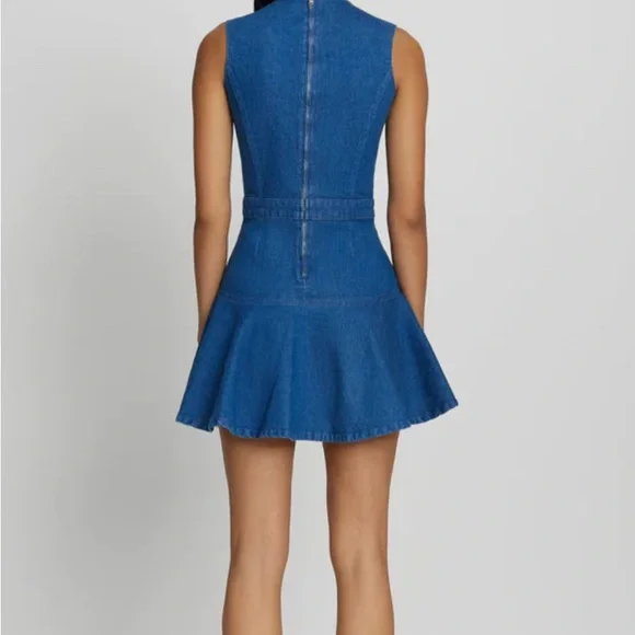 7 FOR ALL MANKIND denim flounce mini dress XS NWT - Picture 4 of 7